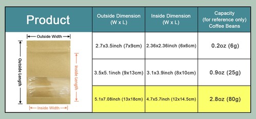 100 Pack 5.1x7.08 inch (Inner Size 4.7x5.7 inch) Clear Window Brown Kraft Pap... - Bild 3 von 4