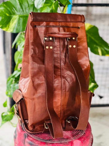 Attraktive Ledertasche Reise Herren Laptop Original Rucksack Vintage Groß Männer Neu - Bild 2 von 5