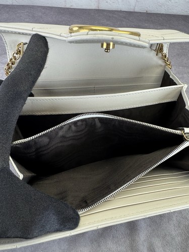 Gucci Marmont Matelasse White Leather Quilted Flap Wallet on Chain Crossbody - Bild 12 von 15