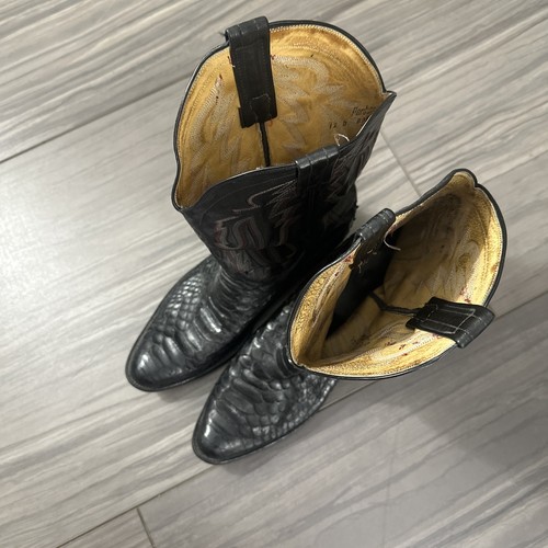 Panhandle Slim 83810 Western Piel de Serpiente Pull On Botas Negras de Vaquero Hombres Talla 12 D - Imagen 18 de 24