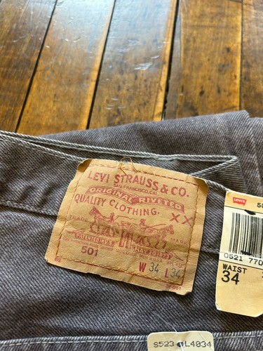 Vintage 1987 Levi's 501 Charcoal Gray Denim Jeans 34x34 Deadstock Made In USA - Picture 3 of 11