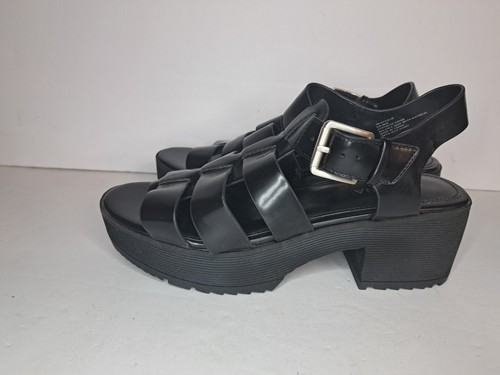 Sandali Arizona Jean Co neri suola spessa platform cinturino fibbia taglia 7 y2k nuovi con etichette - Foto 3 di 8