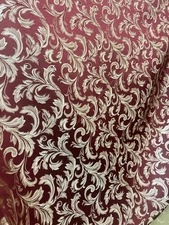 Burgundy / Gold Damask Jacquard Brocade Fabric (116in.) Sold By The Yard