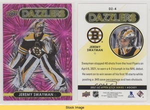 2021-22 Upper Deck Series 1 Dazzlers Pink Jeremy Swayman #DZ-4 Rookie RC