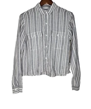 Rails Ever Crop Shirt in Gray and White Caldas Stripe Size XS