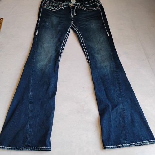 True Religion Jeans 31 Joey Super T Wide Leg Dark Contrast Stitch USA Made - Picture 6 of 17