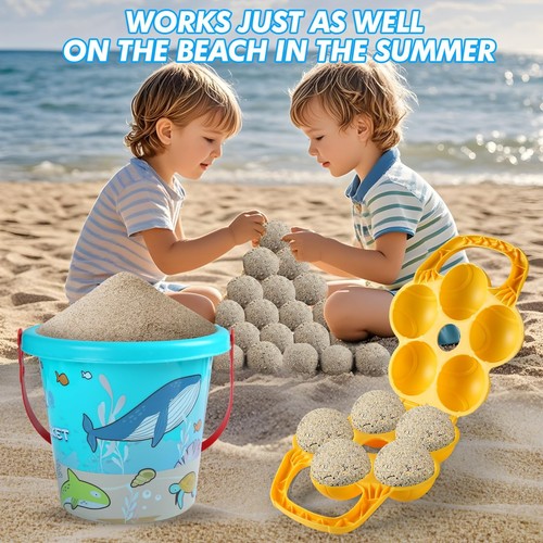 Giocattoli da Spiaggia, Set Gioco 6 Pezzi per Bambini da Interno Esterno con Secchio, Stampo per Mattoni, San... - Foto 2 di 8