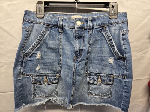 SO Y2K Denim Jean Mini Skirt Cargo Pockets Size 11/30
