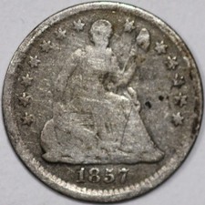 1857-P Seated Liberty Half Dime 90% Silver from the 1800's As Shown SN03