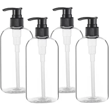 Empty Plastic Pump Bottles Dispenser 4 Pack 16oz/500ml Portable Clear BPA-Fre...