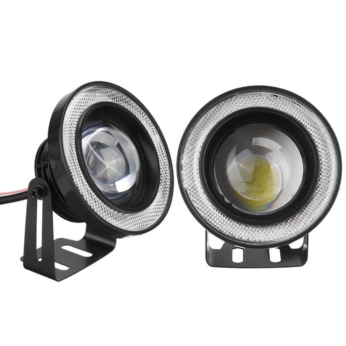 3.5" Inch COB LED Fog Light Projector Car Blue Angel Eyes Halo Ring DRL Lamp - Foto 7 di 7