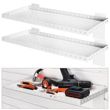 2 Pcs Slat Wall Shelves, Heavy Duty Metal Slatwall Shelf for Retail, Garage, ...