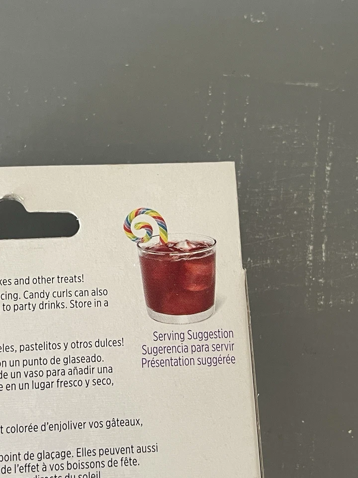 Paquete de 3 dulces arco iris remolino bebida decoración Wilton NUEVO comestible cupcake adorno para pasteles Foto 4 de 4