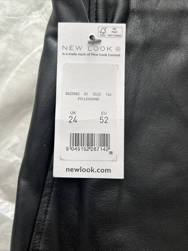 New Look Curves Black Faux Leather Look Jeggings Size 24 - Picture 3 of 5