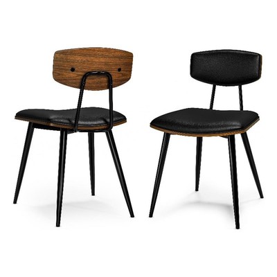 Simpli Home Mavis 30.9'' Vegan Faux Leather Dining Chair in Black (Set of 2)