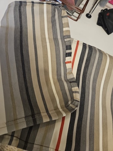 IKEA KARLSTAD Kissenbezug gestreift Baumwolle Canvas 26 x 12" grau rot schwarz weiß - Bild 2 von 3