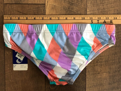 Men's Vintage 80's Bathing Suit Bikini Speedo Style NWT Laguna M Diamond WOW! - Picture 2 of 3