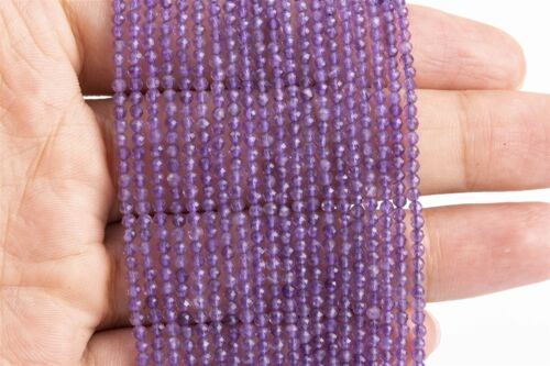 2-3MM Natural Purple Amethyst Beads Grade AAA Faceted Round Loose Beads 15" - Picture 3 of 4
