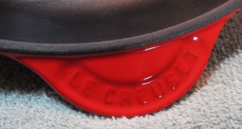 LE CREUSET RED ENAMEL CAST IRON ROUND SKILLET GRILL 10 1/2" NEW NO BOX COOK CHEF - Picture 13 of 17