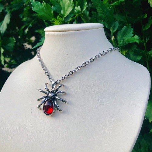 Hot Sales Red Crystal Spider Pendant Necklace Gothic Women Party Halloween Punk - Picture 7 of 17
