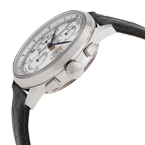 NEW BULOVA JOSEPH SILVER CHRONOG. AUTOMATIC LEATHER LIMITED EDITION WATCH 96C145 - Picture 3 of 7