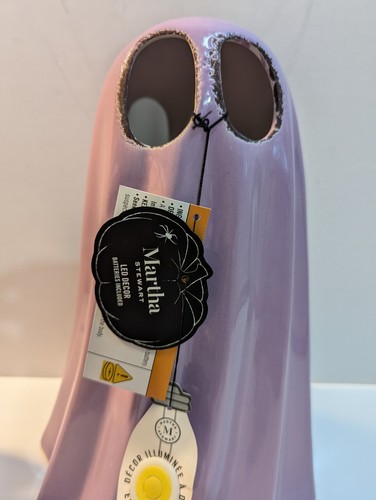 MARTHA STEWART/LED Light/Primitive Ceramic Ghost 12" Halloween NWT Purple - Picture 2 of 4
