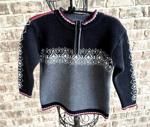 Hanna Andersson Nordic Fair Isle Sweater Unisex Kids Sz 5 110cm 1/4 Zip Winter - Picture 2 of 12