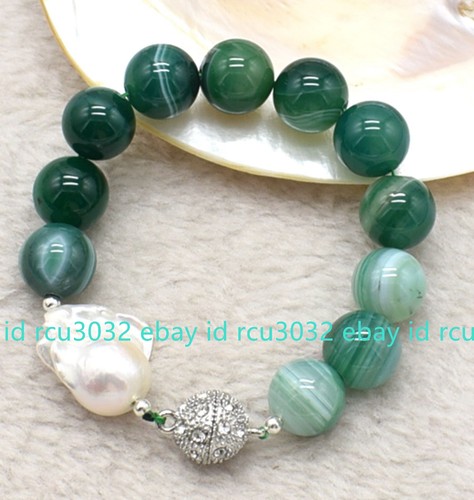 Huge 14mm Natural Multicolor Gems & White Keshi Baroque Pearl Bracelet 7.5'' AAA - Picture 19 of 98