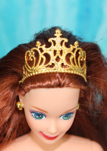 Goldtone Metal Filigree Crown Tiara Doll Jewelry fit Barbie Model Muse FR Mattel - Picture 6 of 9