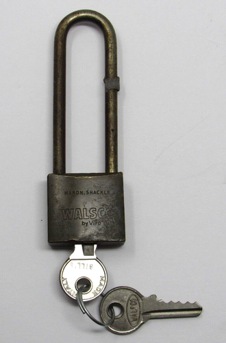 Walsco Lock with Keys Hardened Steel Viro Italy Vintage 4 inch TESTED - Picture 1 of 4