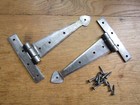 PAIR OF HAND FORGED blacksmith traditional rustic old english door t tee hinges 