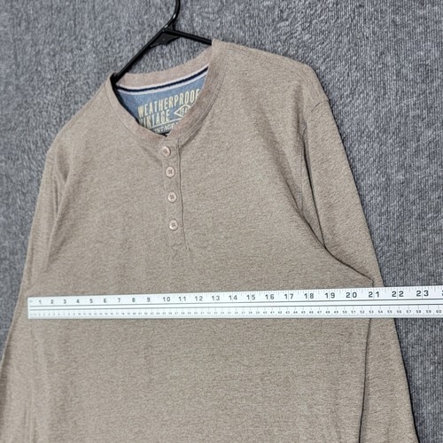 Wetterfester Vintage Henley Pullover Shirt Herren Large Braun Langarmshirt - Bild 5 von 12