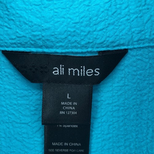 Ali Miles Top Damen groß blau strukturiert Tunika Langarm Knopf Bügelkragen - Bild 8 von 13