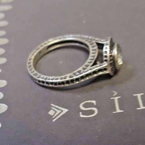 Anello Silpada Argento Sterling 925 Zirconi Martellato Beatitudine Perfetta Misura 9 Cubic R2076 - Foto 3 di 12