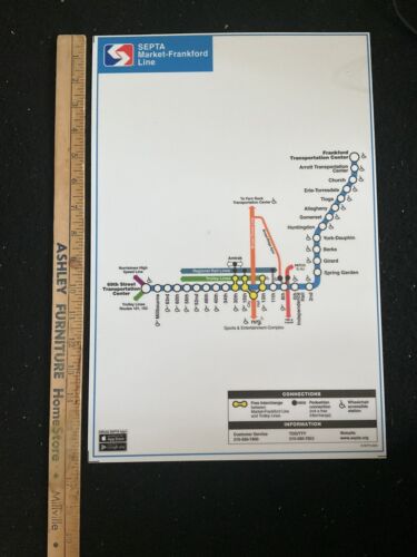 SEPTA Philadelphia MARKET-FRANKFORD LINE MAPPA DELLA METROPOLITANA 11" x 16" NUOVO - Foto 3 di 3