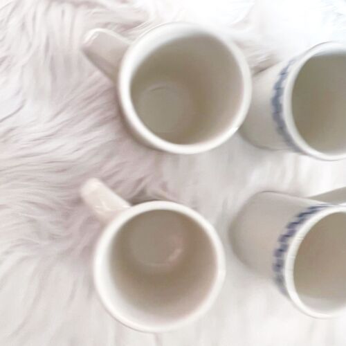 4 Homer Laughlin China Checkers Cobalt Blue Ceramic Coffee Mug America's Diner - Picture 10 of 12