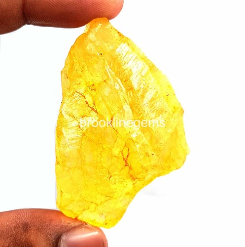 214 Ct Natural Yellow Sapphire African Loose Gemstone Dyed Rough 24m - Picture 7 of 8