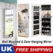 Wall Mounted & Door Hanging Mirror Jewelry Armoire Organizer Storage Cabinet