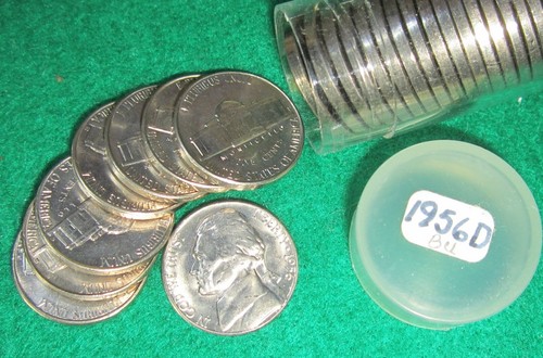 1956-D roll uncirculated Jefferson nickels - Picture 2 of 4