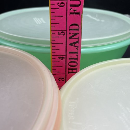 3 Vtg Tupperware Nesting Wonderlier Pastel Mixing Bowls w Lids 235 236 237 USA - Picture 17 of 21
