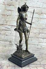 STUNNING ART DECO NOUVEAU BRONZE NUDE FEMALE STATUE DIANA THE HUNTRESS LOST WAX