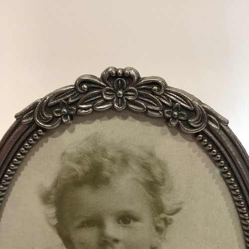 Foto Bilderrahmen verziert viktorianischer Stil oval Zinn Metall freistehend 5x7" - Bild 2 von 10
