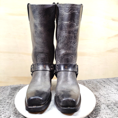 Vtg Frye Harness Moto Boots Womens 6.5 M Gray Charcoal Biker  display picture 3