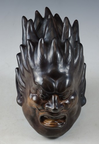 Old Vintage Porcelain Buddhism Mask Plaque -Basarah Warrior- Showa Product - Picture 1 of 17