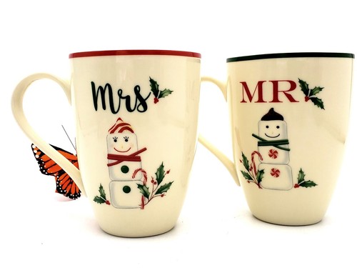 Lenox Mr. & Mrs. Schneemann Weihnachten Urlaub Porzellan Tassen - Bild 9 von 14