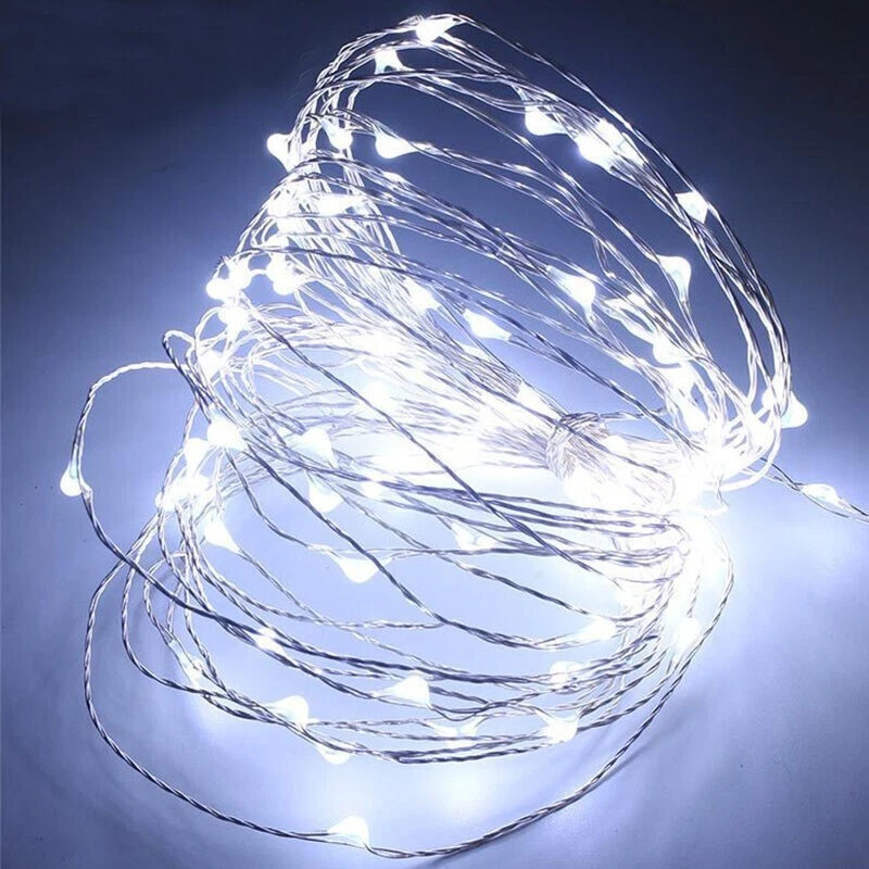 Luci Natale LUCE FREDDA Catena 96 LED WATERPROOF IMPERMEABILE a Batteria e Timer, fotografia 7 di 9