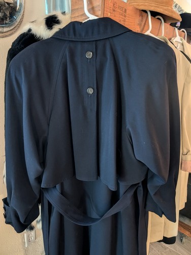 Neiman Marcus Retro 1980’s Bill Blass Wool Navy Blue Trench Coat Size 10 Japan - Picture 5 of 10