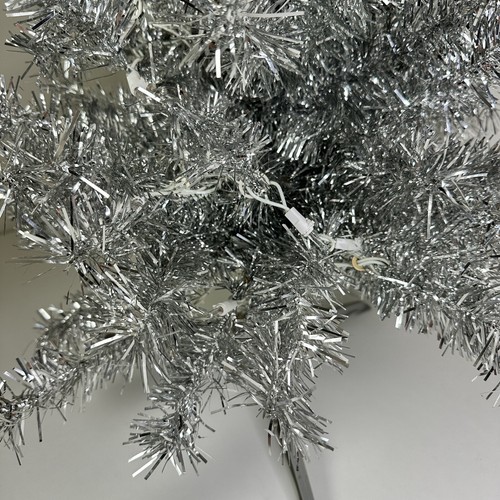 3Ft Silver Tinsel Christmas Holiday Tree With 50 Clear Lights with Base - Picture 5 of 9