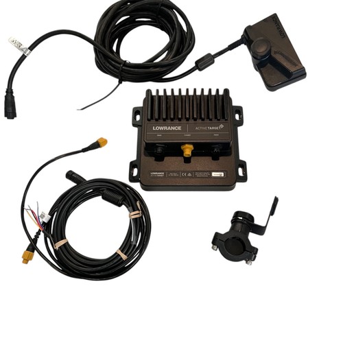 Sistema completo de sonar vivo Lowrance Active Target 1 con transductor y cables