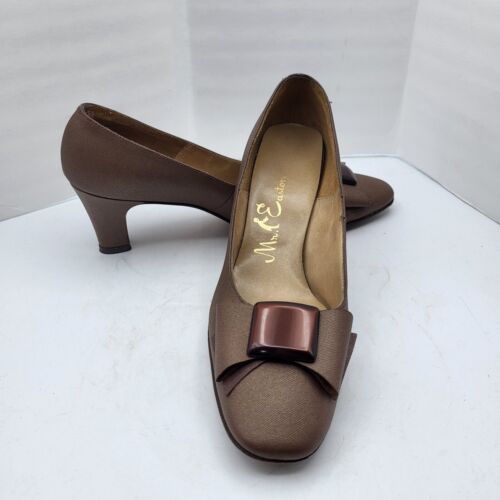 Vintage Mr Easton Womens Shoes Heels Brown Leather Bow 2 Vintage Mr Easton Womens Shoes Heels Brown Leather Bow 2